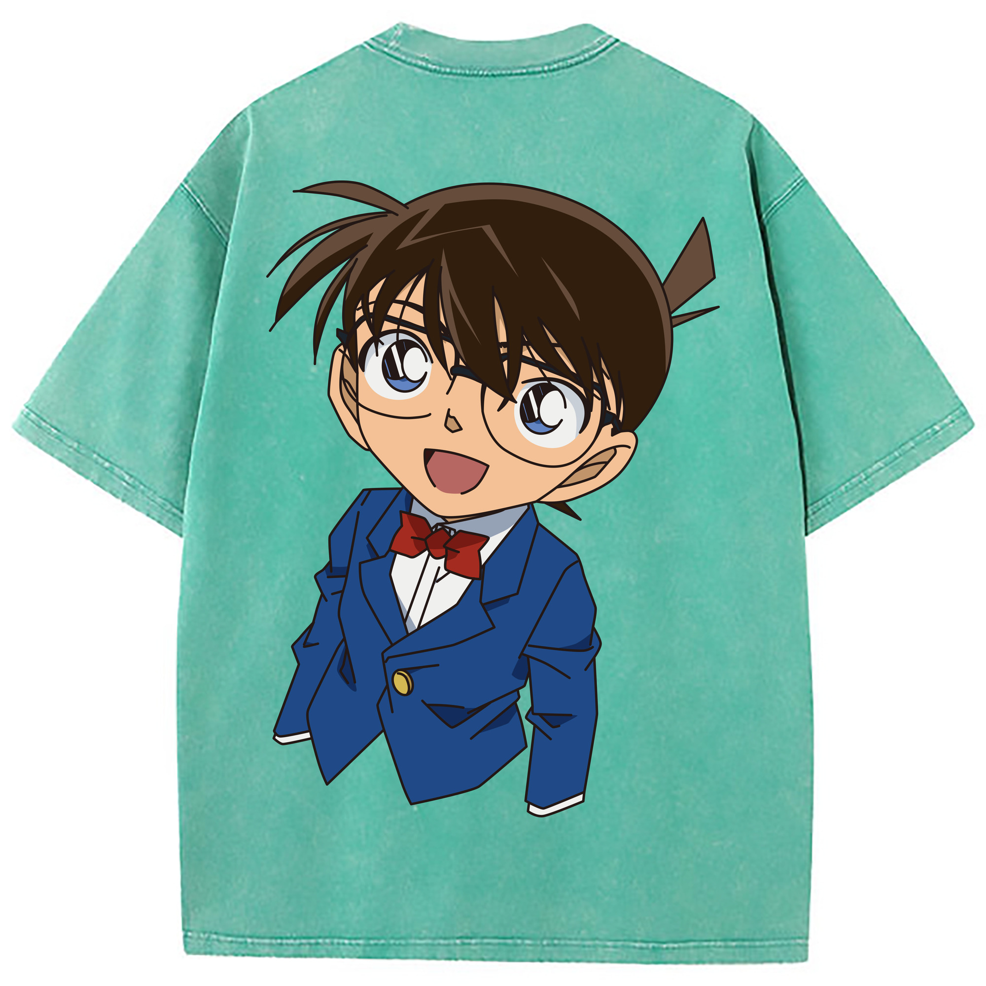（画像用） 名探偵コナン 江戸川 コナン Detective Conan Conan Edogawa 綿100% ヴィンテージ風 半袖Tシャツ（背面プリント）